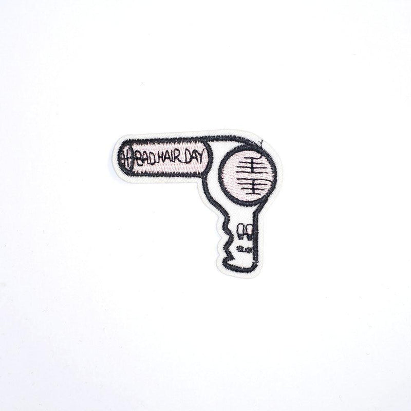 Bad Hair Day Hairdryer Iron On Patch - Minimum Mouse