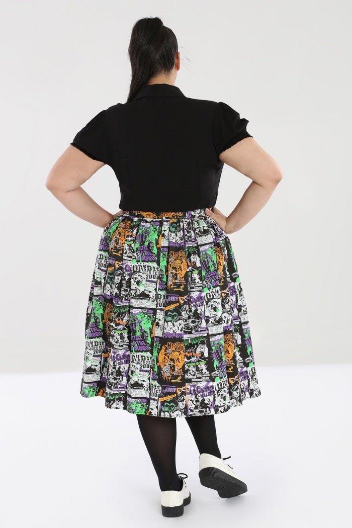 Be Afraid Spooky 50's Skirt by Hell Bunny - Minimum Mouse