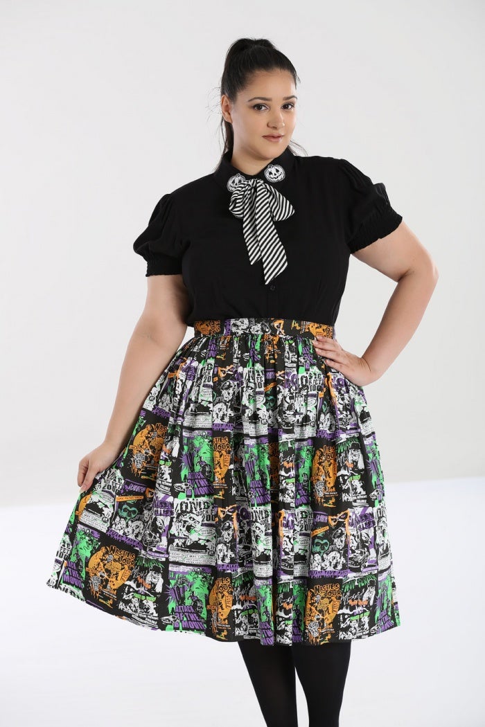 Be Afraid Spooky 50's Skirt by Hell Bunny - Minimum Mouse