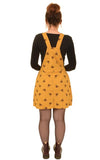 Bee Print Cotton Twill Dungaree Pinafore Dress by Run and Fly in Gold - Minimum Mouse