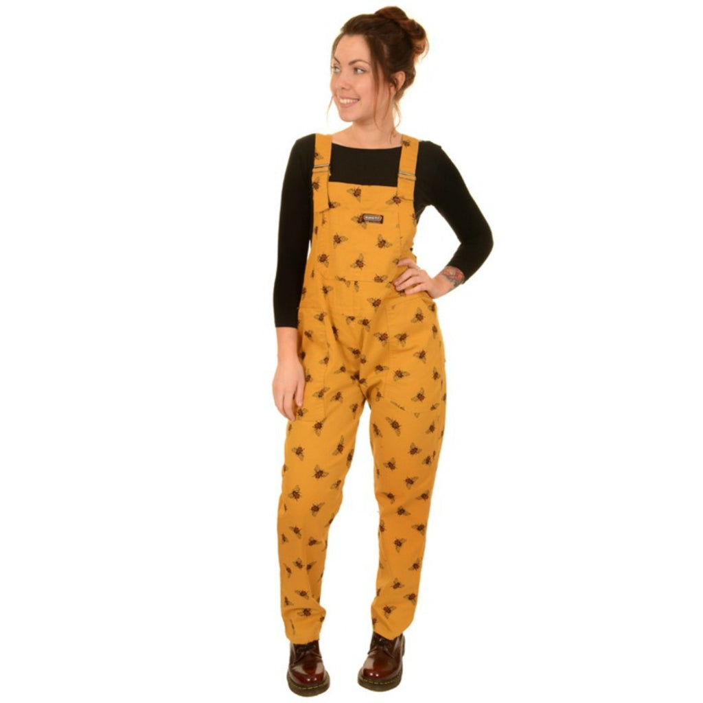 Bee Print Dungarees in Twill Cotton by Run and Fly - Minimum Mouse