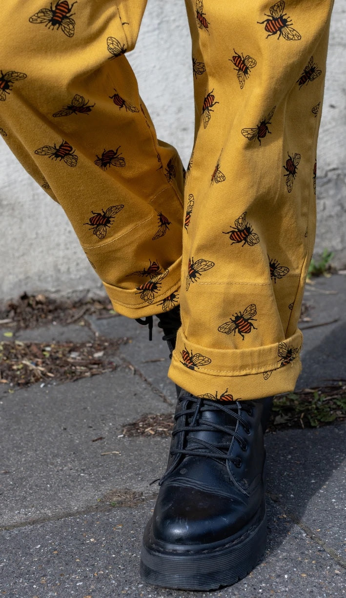 Bee Print Stretch Twill Boiler Suit by Run and Fly