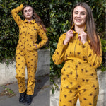 Bee Print Stretch Twill Boiler Suit by Run and Fly