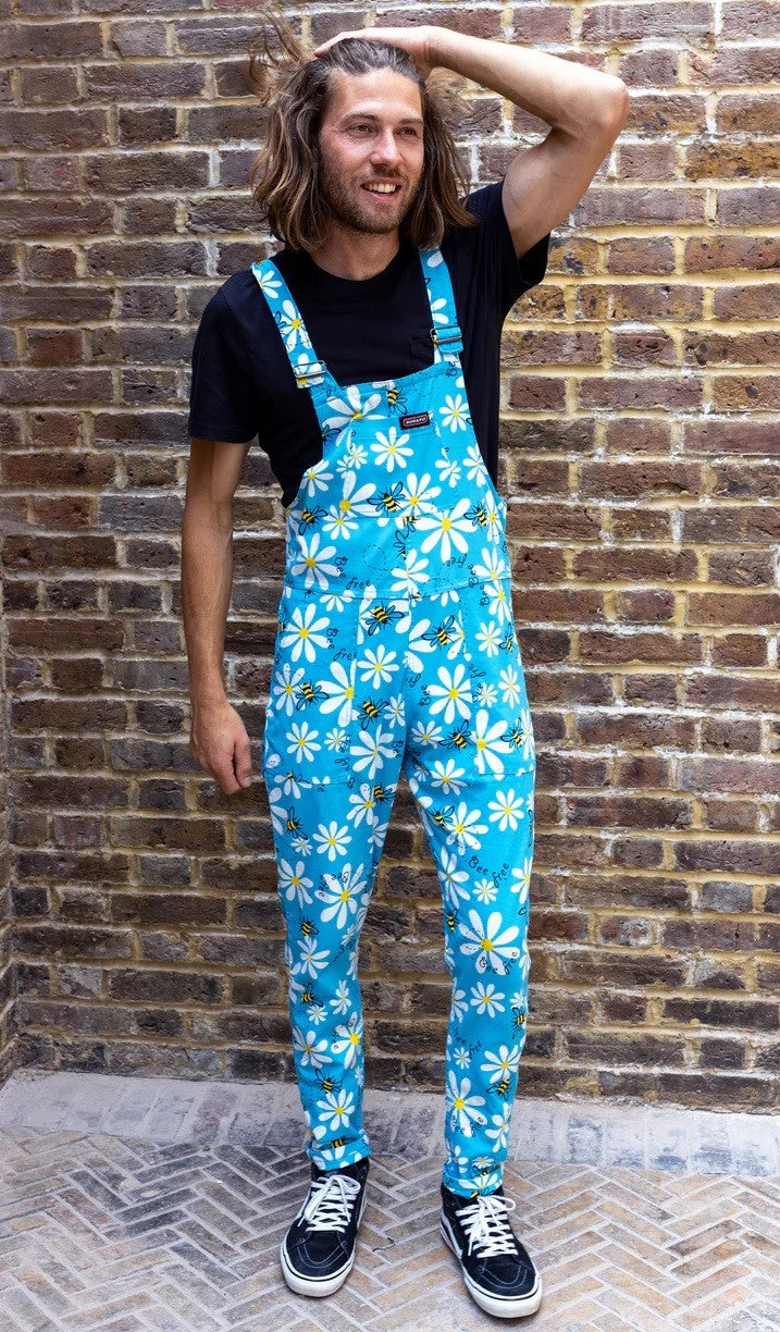 Bee Free Daisy and Bee Stretch Twill Cotton Dungarees by Run and Fly