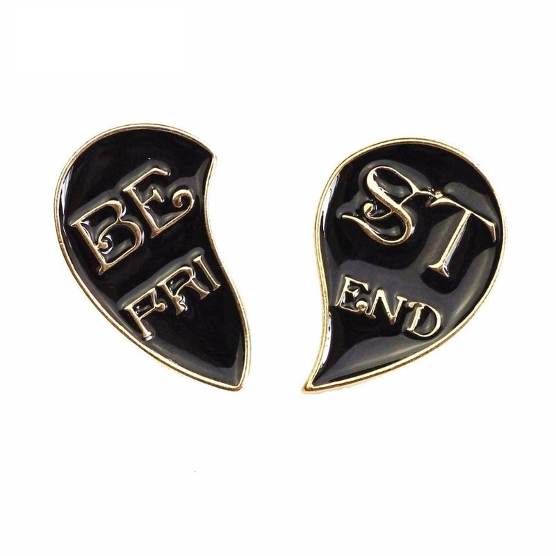Best Friend 2 Piece Enamel Heart Lapel Pin Badge - Minimum Mouse