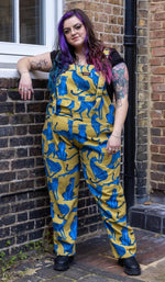 Big Cats Print Stretch Twill Cotton Dungarees by Run and Fly