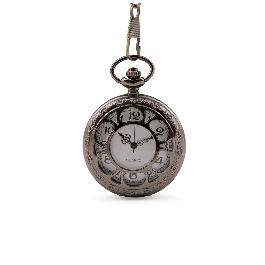Black Cut Out Quartz Pocket Watch - Minimum Mouse