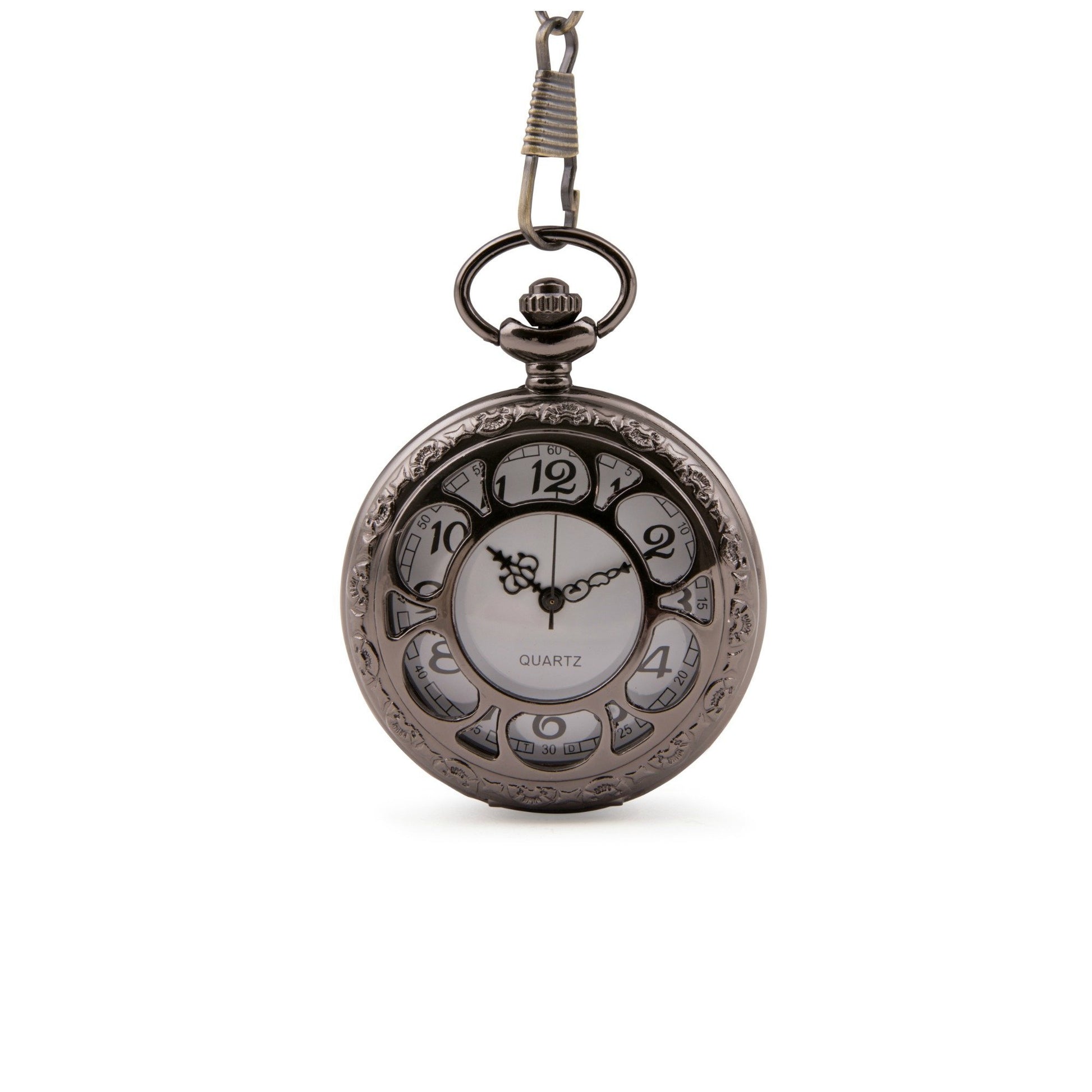 Black Cut Out Quartz Pocket Watch - Minimum Mouse