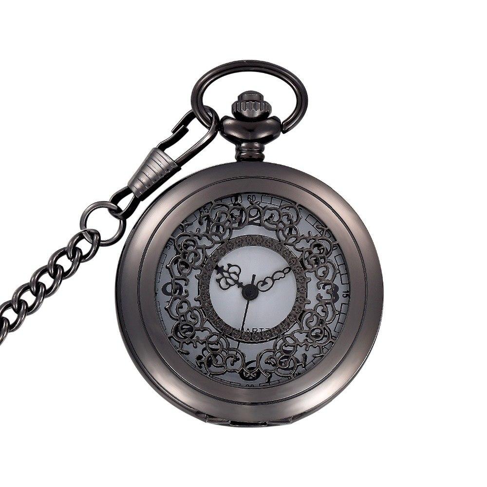 Black Filigree Quartz Pocket Watch - Minimum Mouse