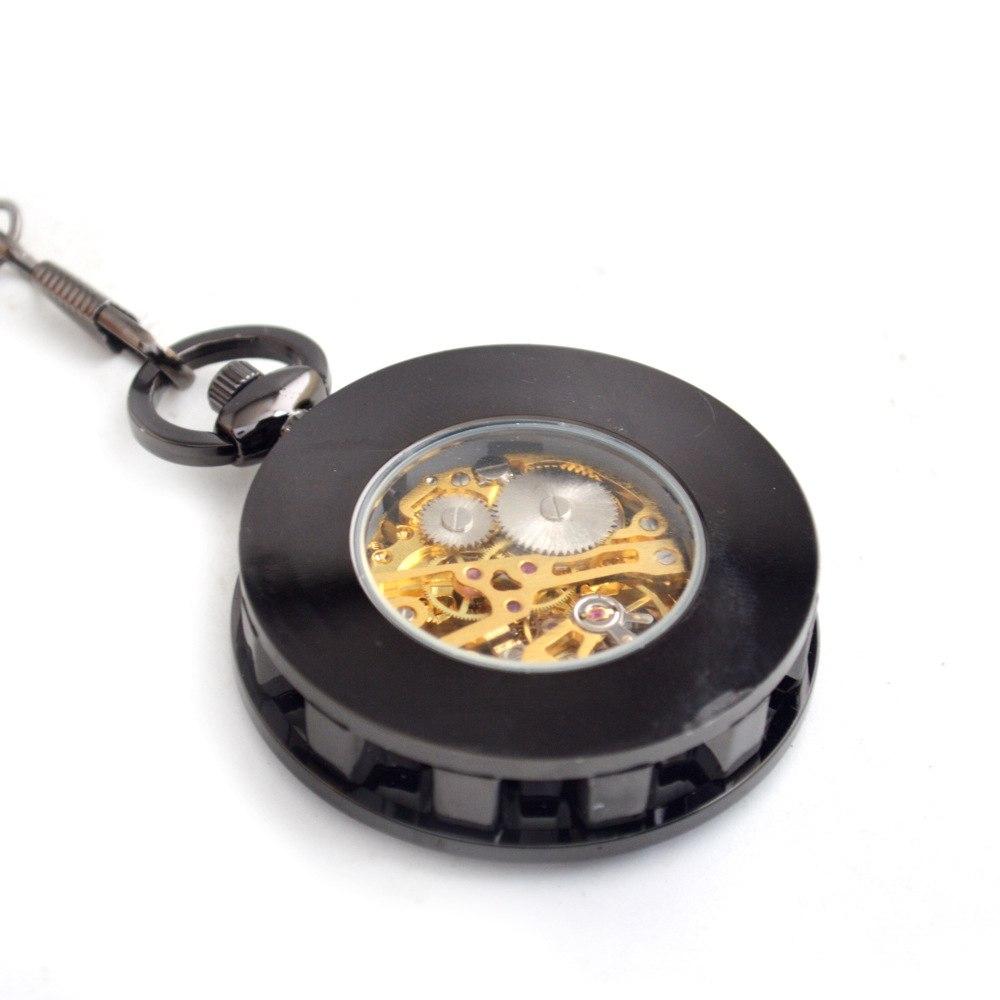 Black Gear Cog Mechanical Hand Wind Pocket Watch - Minimum Mouse