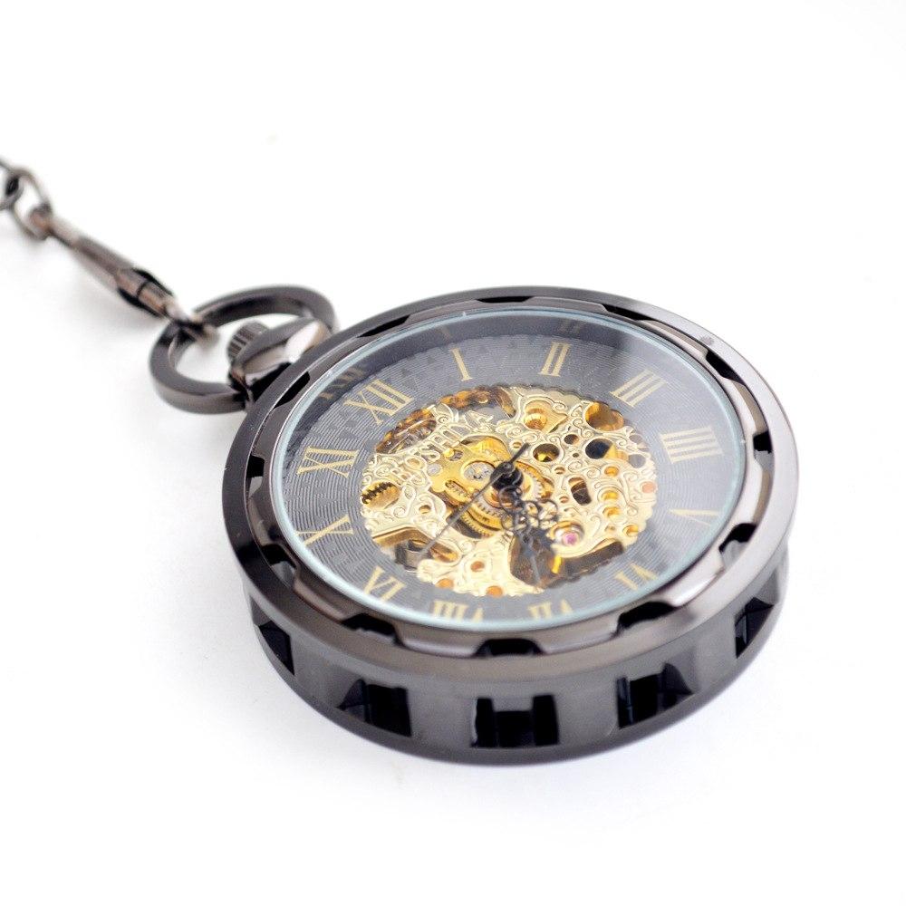 Black Gear Cog Mechanical Hand Wind Pocket Watch - Minimum Mouse