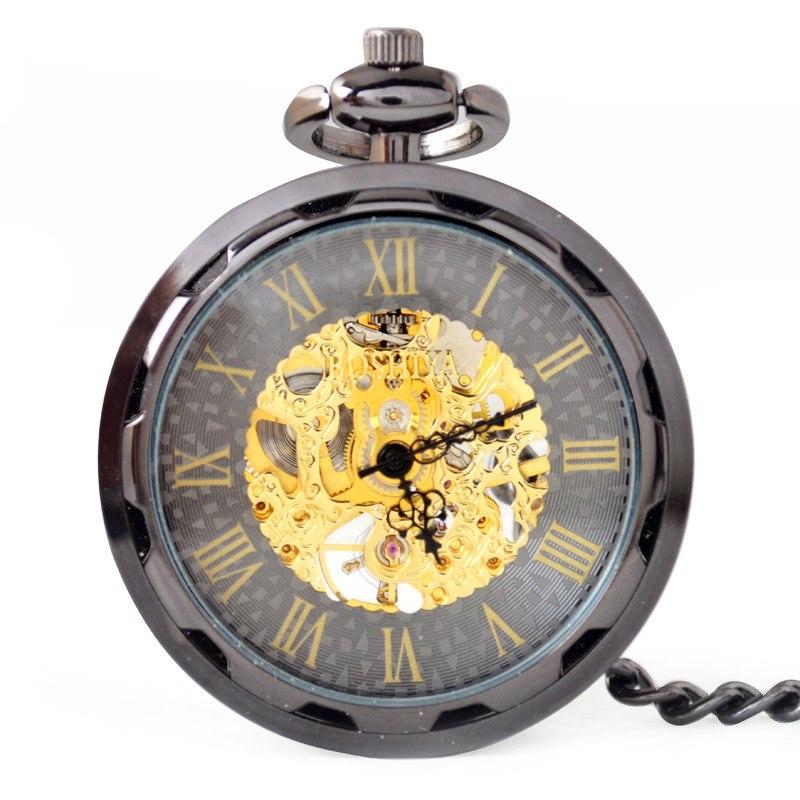 Black Gear Cog Mechanical Hand Wind Pocket Watch - Minimum Mouse