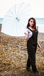 Black Pinstripe Dungarees by Run and Fly - Minimum Mouse