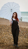 Black Pinstripe Dungarees by Run and Fly - Minimum Mouse