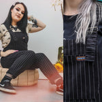 Black Pinstripe Dungarees by Run and Fly - Minimum Mouse