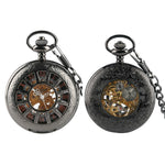 Black Roman Numerals Mechanical Hand Wind Pocket Watch - Minimum Mouse