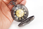 Black Snowflake Mechanical Hand Wind Pocket Watch - Minimum Mouse