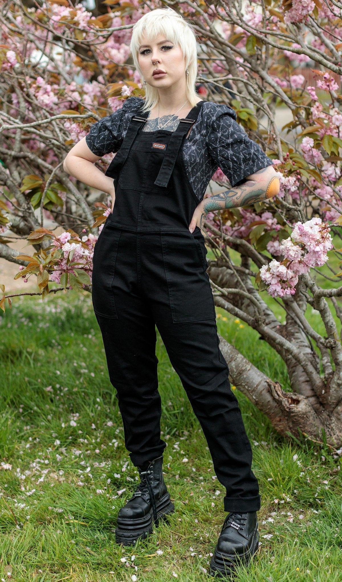 Black Stretch Denim Dungarees by Run and Fly - Minimum Mouse
