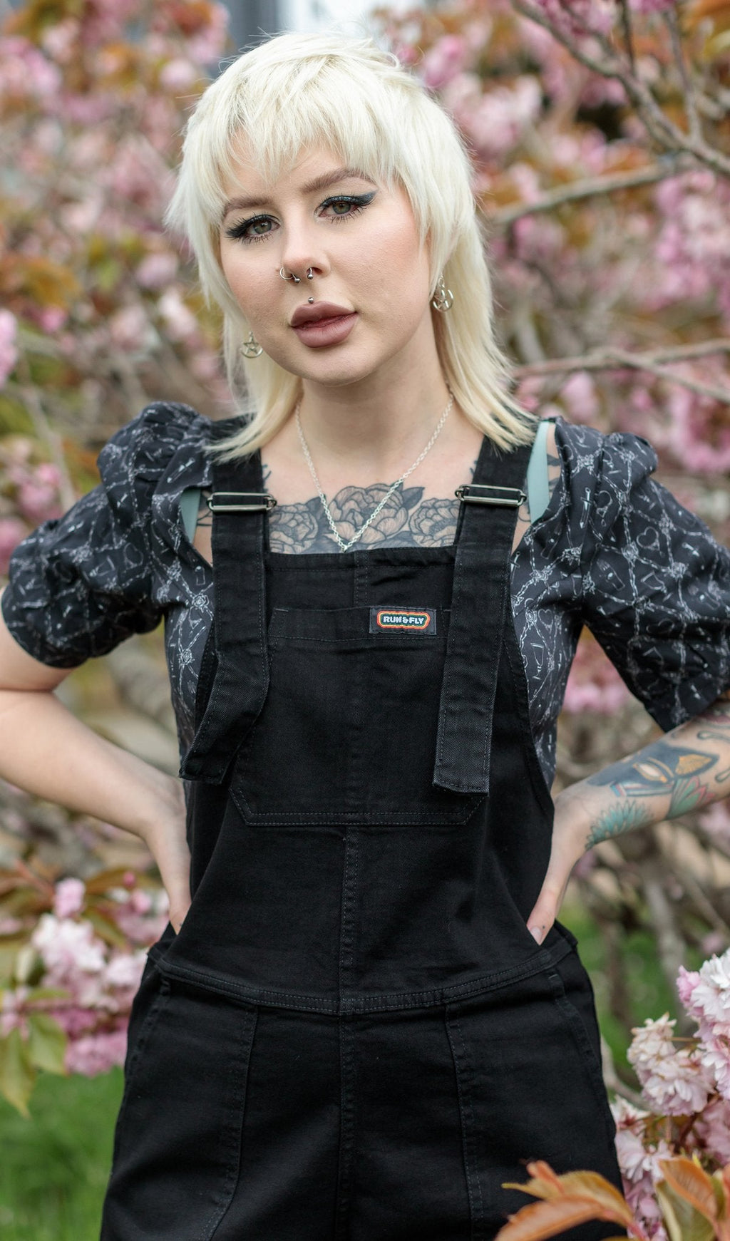 Black Stretch Denim Dungarees by Run and Fly - Minimum Mouse