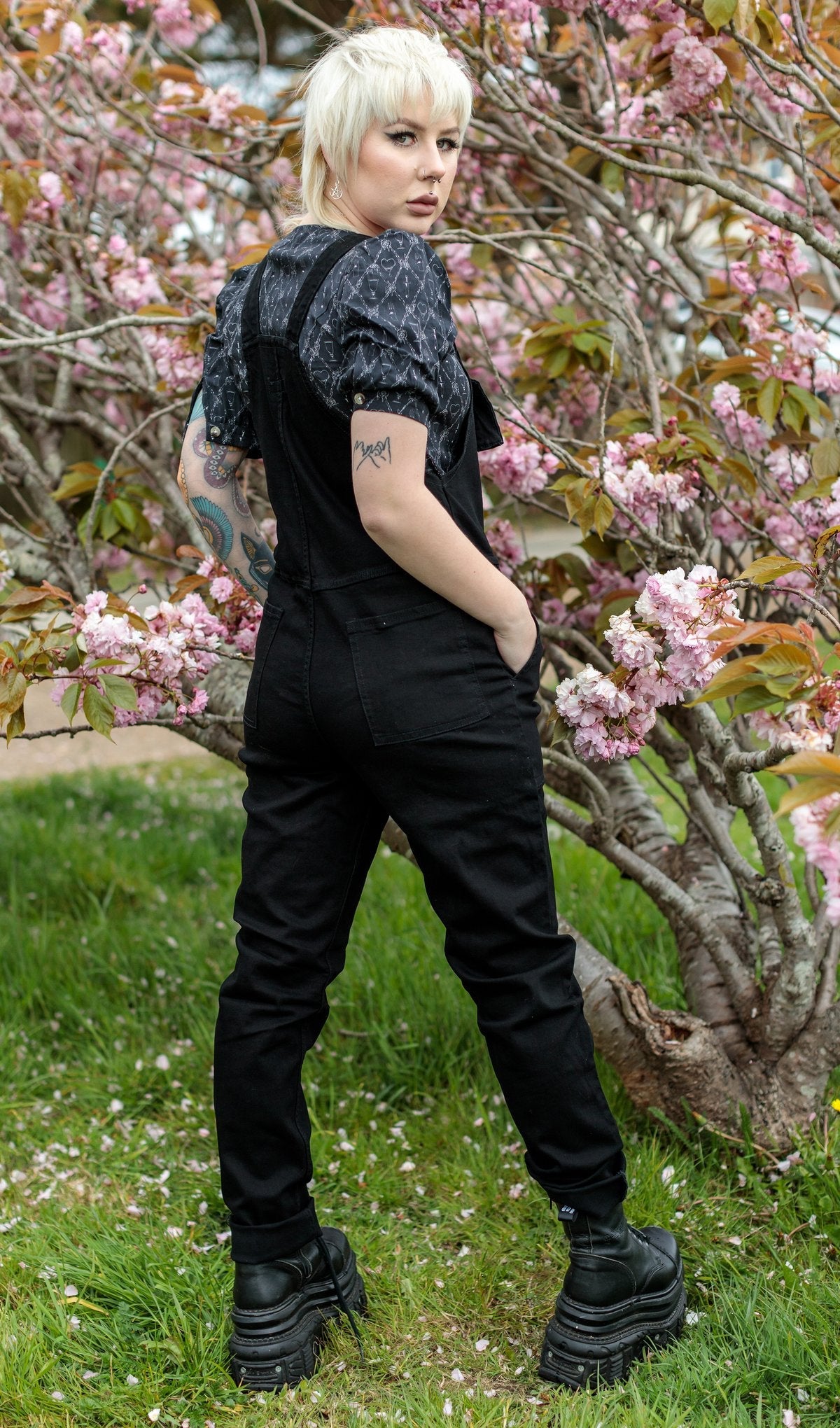 Black Stretch Denim Dungarees by Run and Fly - Minimum Mouse
