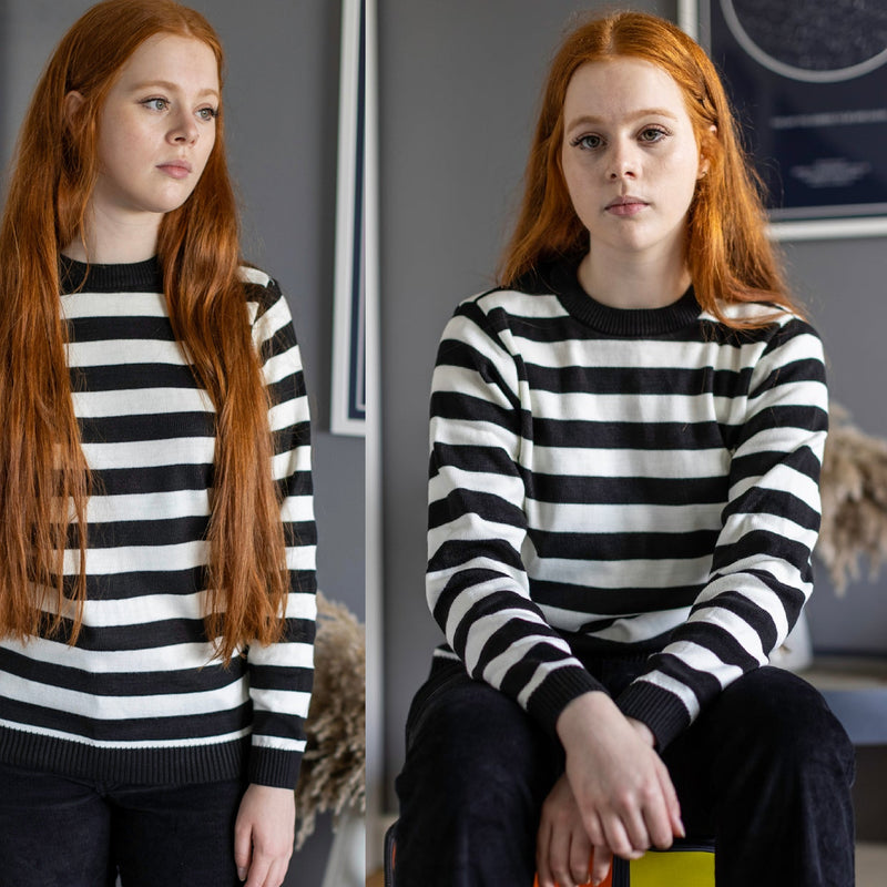 Black and White Stripe Jumper by Run and Fly