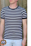 Black and White Stripe Print T Shirt by Run and Fly Short Sleeve