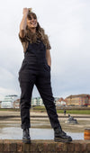 Black Stretch Stonewash Denim Dungarees by Run and Fly