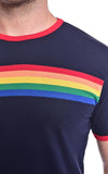 Blue Rainbow Stripe Ringer T Shirt by Run and Fly - Minimum Mouse