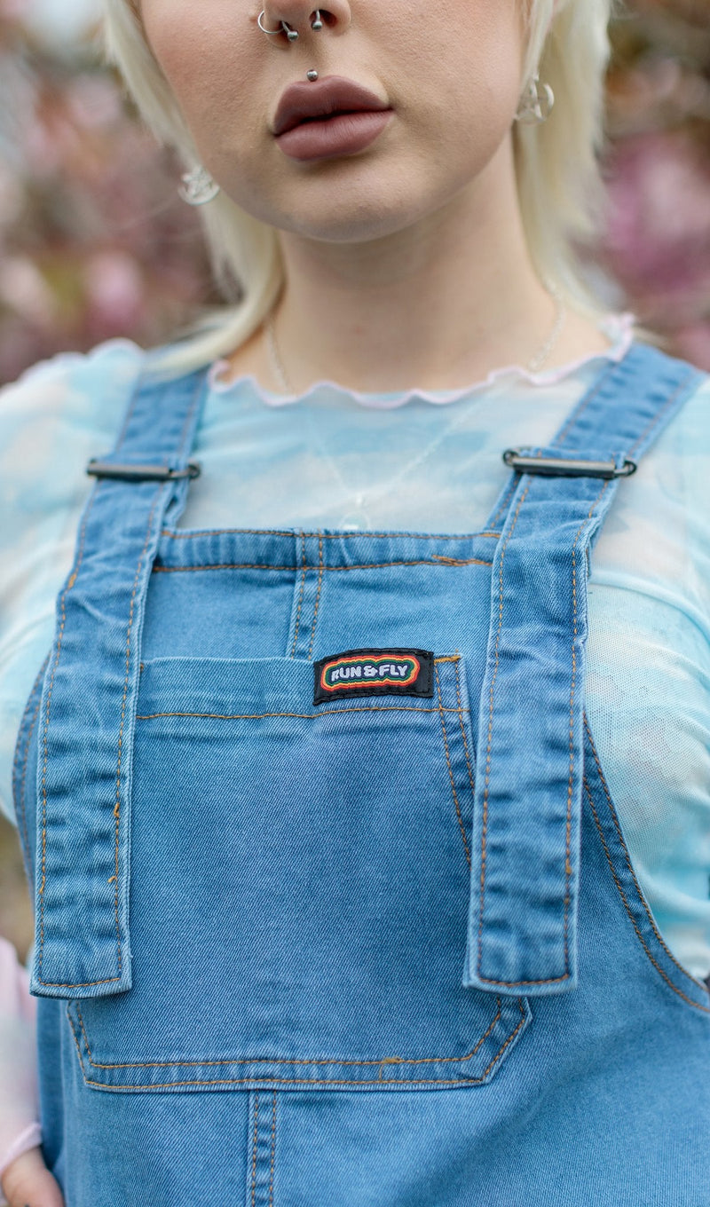 Blue Stretch Denim Dungarees by Run and Fly - Minimum Mouse
