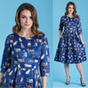 Blue Cat Print Dress by Dolly and Dotty