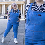 Light Blue Stretch Denim Dungarees by Run and Fly