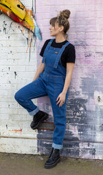Blue Wash Stretch Denim Dungarees by Run and Fly