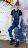 Blue Wash Stretch Denim Dungarees by Run and Fly