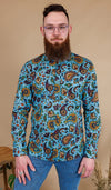 Blue Paisley Print Shirt by Run and Fly - Long Sleeved