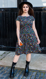 Boogie Bones Print Cotton Tea Dress with Pockets by Run and Fly