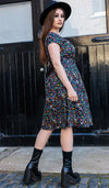 Boogie Bones Print Cotton Tea Dress with Pockets by Run and Fly