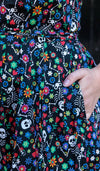 Boogie Bones Print Cotton Tea Dress with Pockets by Run and Fly