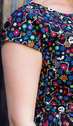 Boogie Bones Print Cotton Tea Dress with Pockets by Run and Fly