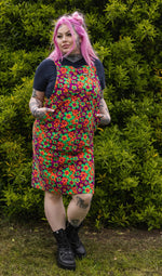70's Bright Floral Longer Length Pinafore Dress
