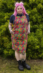 70's Bright Floral Longer Length Pinafore Dress