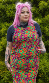 70's Bright Floral Longer Length Pinafore Dress