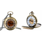 Bronze Double Opening Mechanical Hand Wind Pocket Watch - Minimum Mouse
