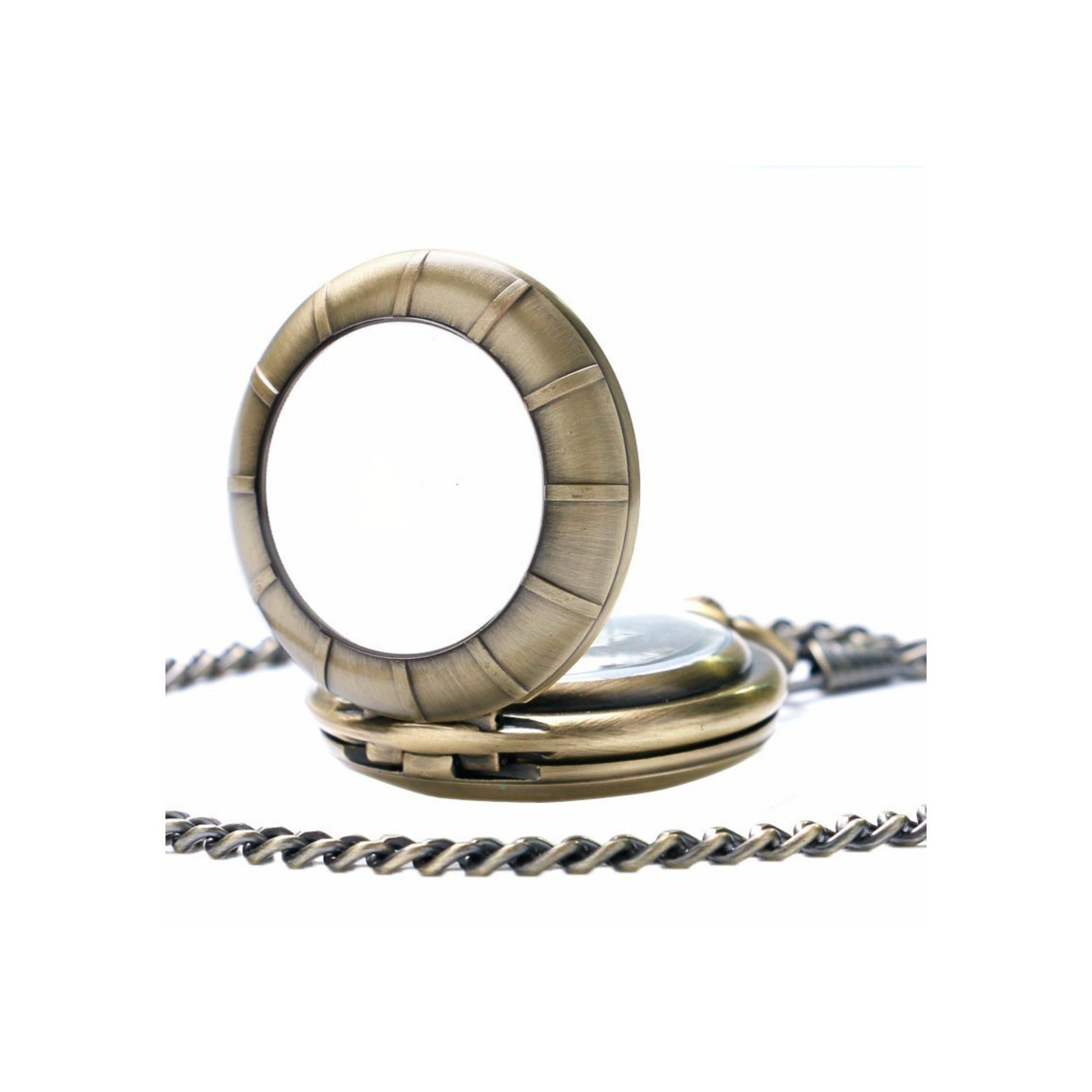 Bronze Double Opening Mechanical Hand Wind Pocket Watch - Minimum Mouse