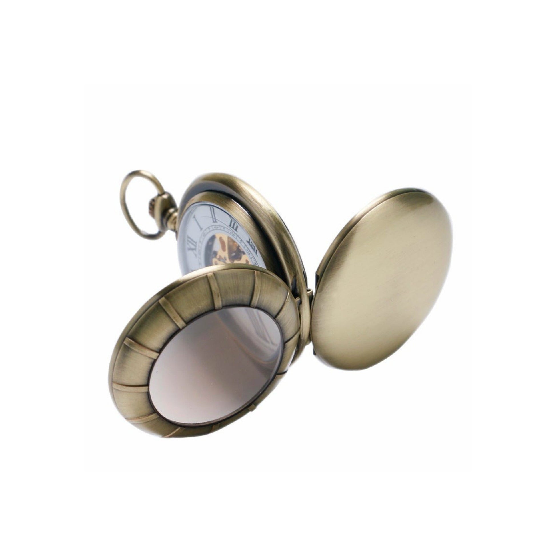 Bronze Double Opening Mechanical Hand Wind Pocket Watch - Minimum Mouse