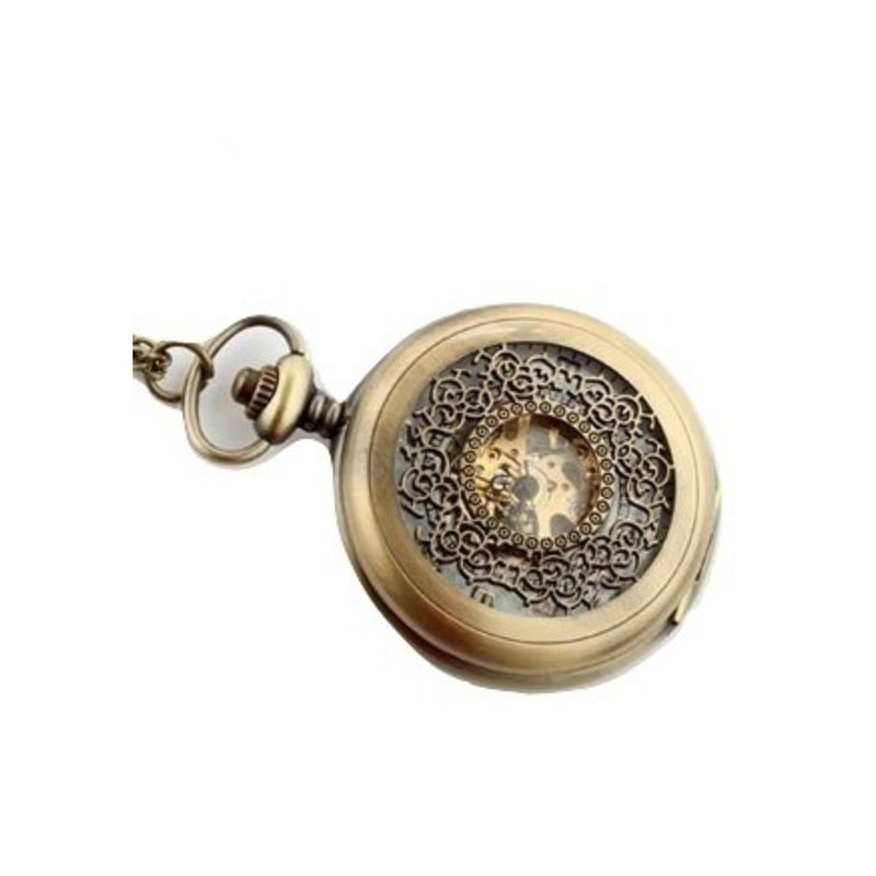 Bronze Filigree Mechanical Hand Wind Pocket Watch - Minimum Mouse