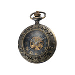 Bronze Floral Detail Mechanical Hand Wind Pocket Watch - Minimum Mouse