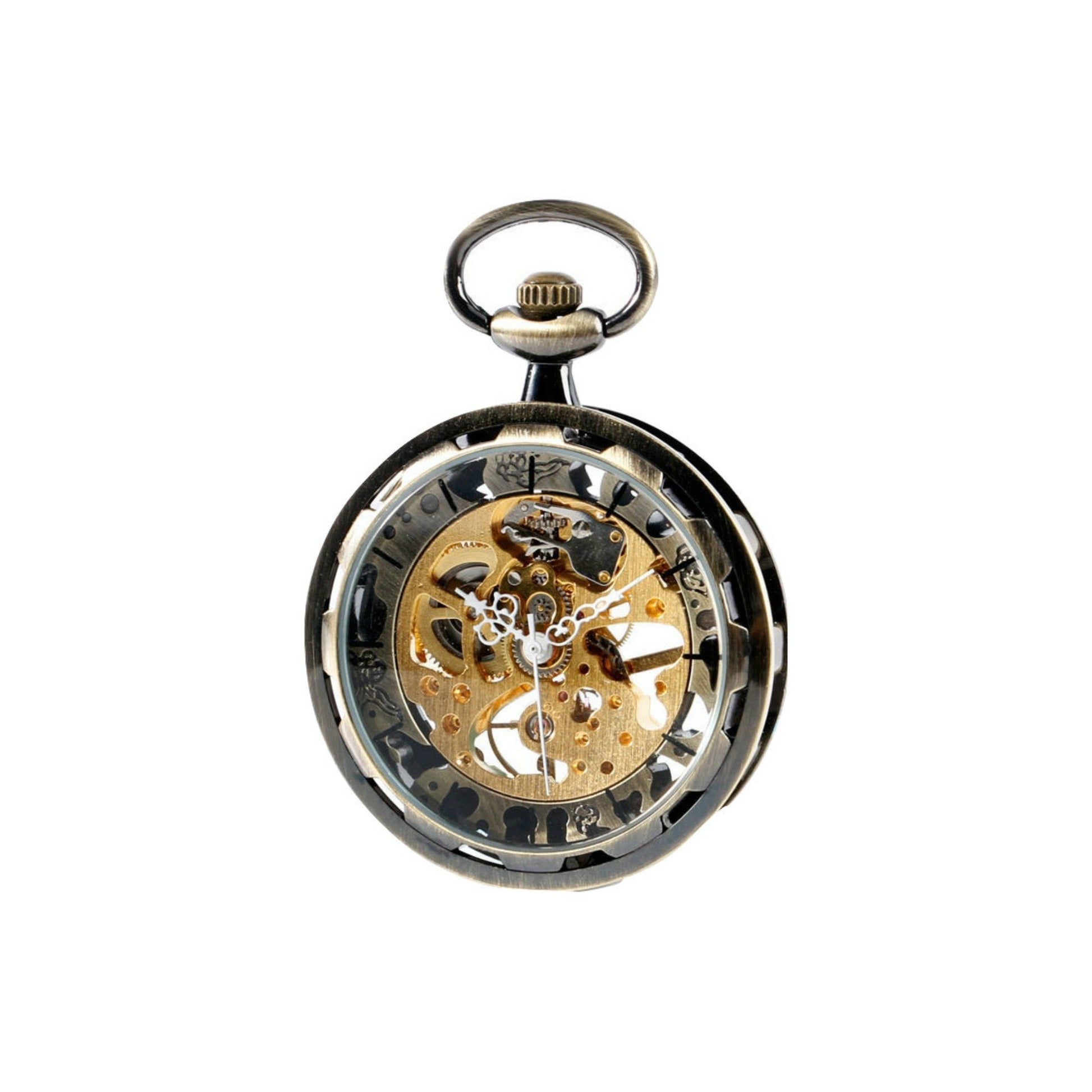 Bronze Gear Cog Mechanical Hand Wind Pocket Watch - Minimum Mouse