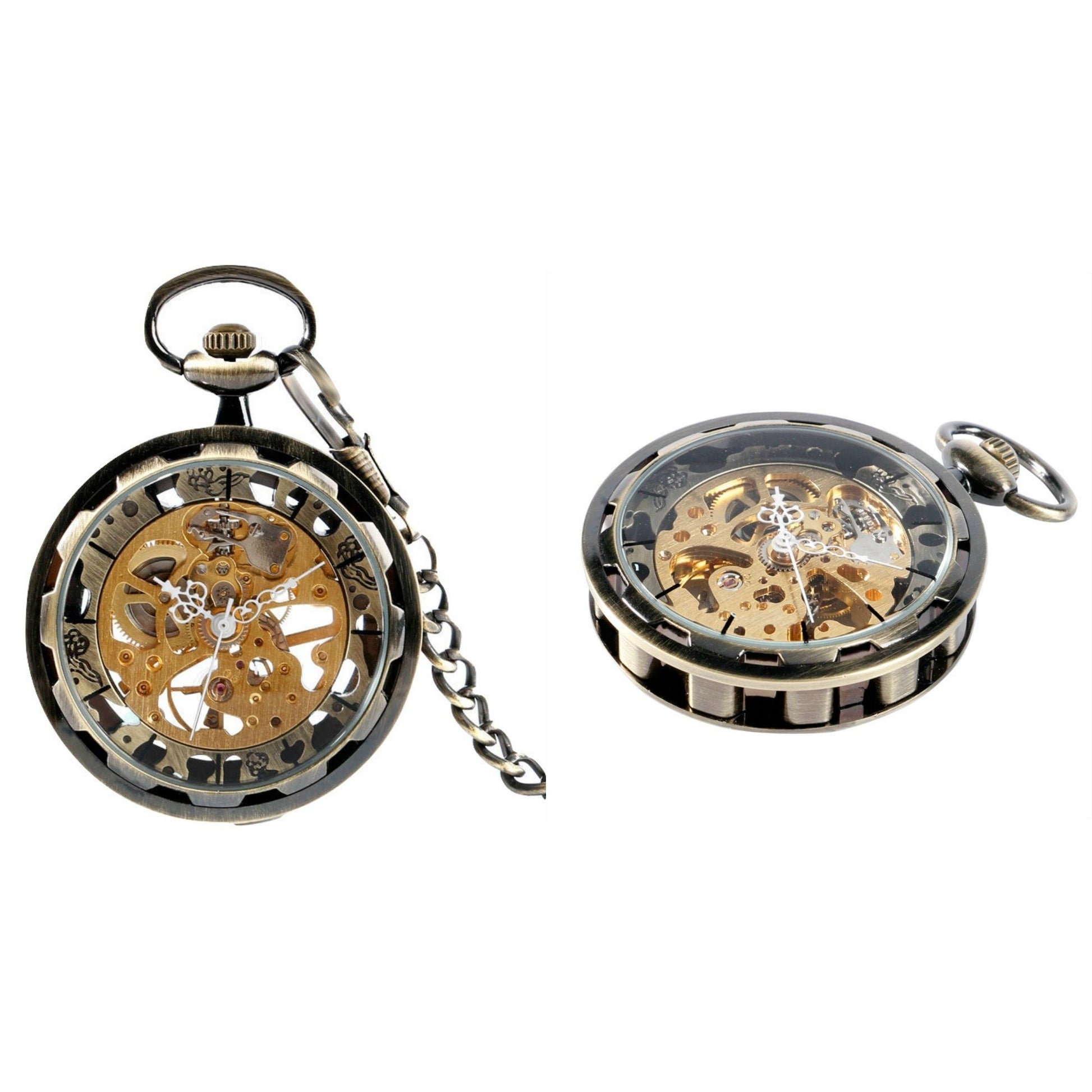 Bronze Gear Cog Mechanical Hand Wind Pocket Watch - Minimum Mouse