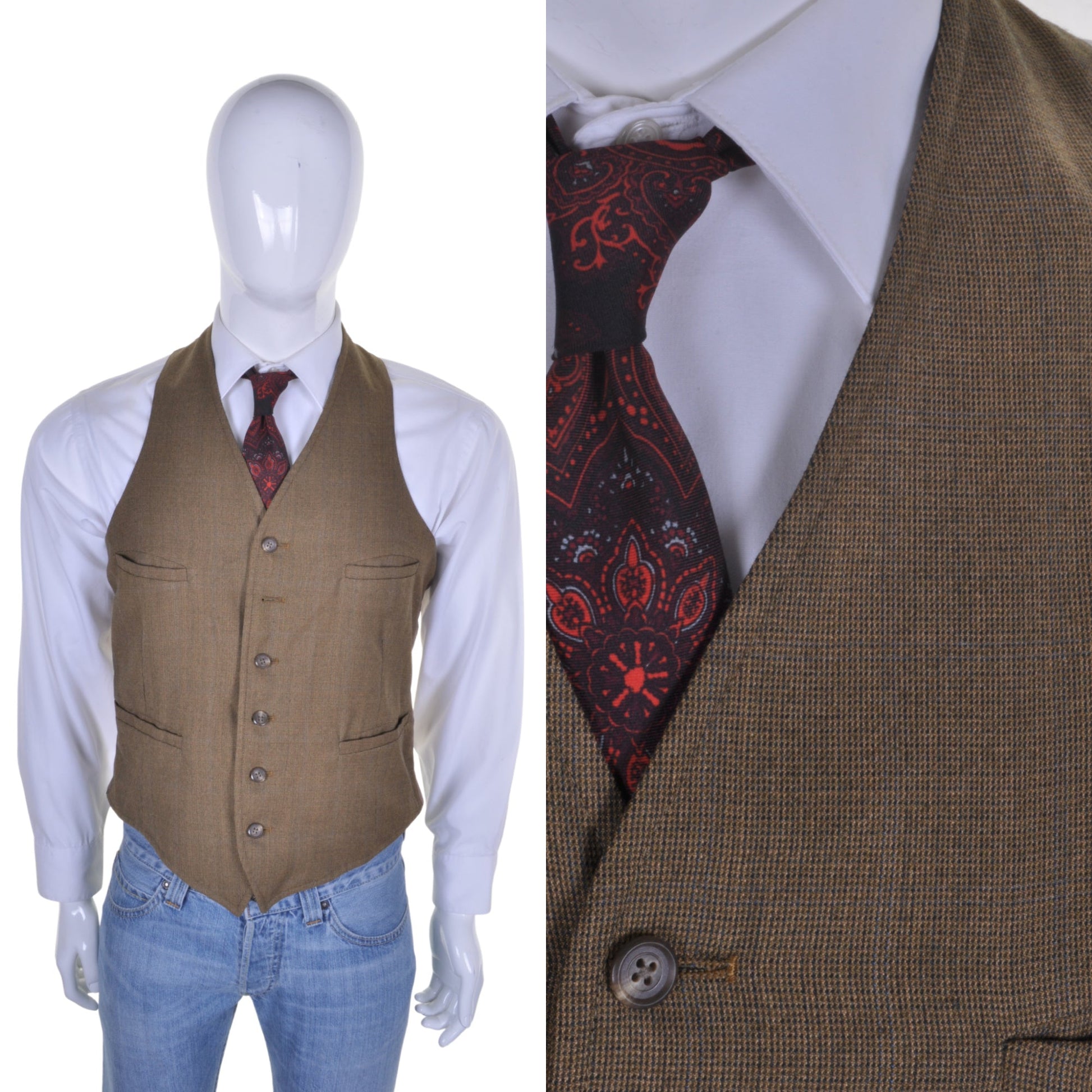 Brown Tweed Waistcoat S 38R - Minimum Mouse