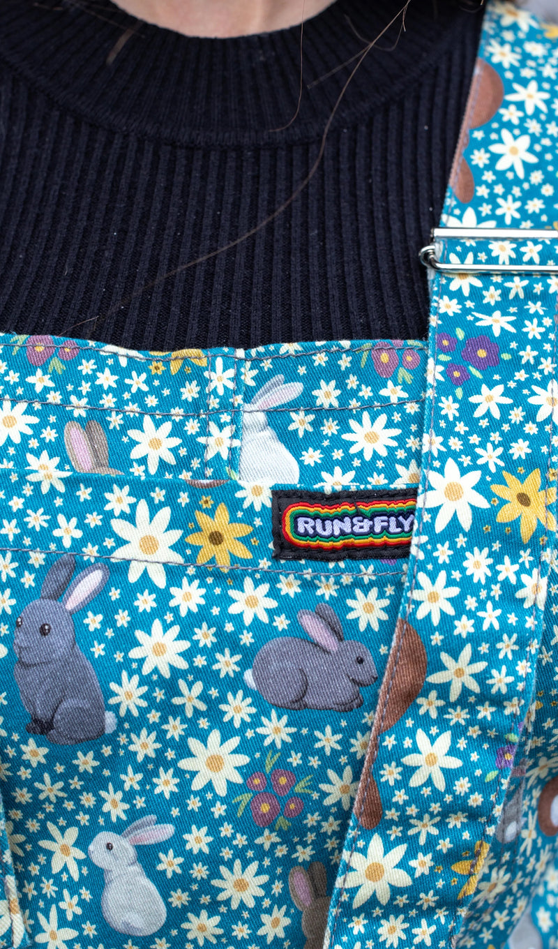 Bunny Print Dungarees by Run and Fly